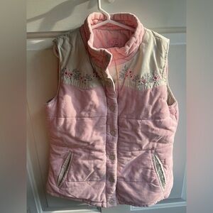 Y2K 2000s Limited Too Girls Corduroy Floral Embroidered‎ Reversible Vest Sz M/12